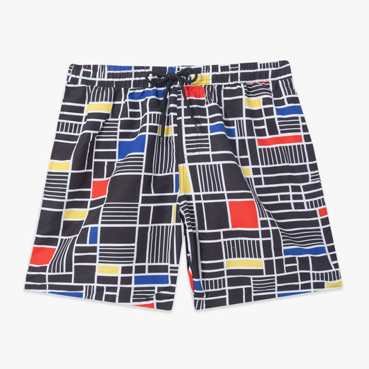 Bañador Map Lines Mond negro profundo hombre