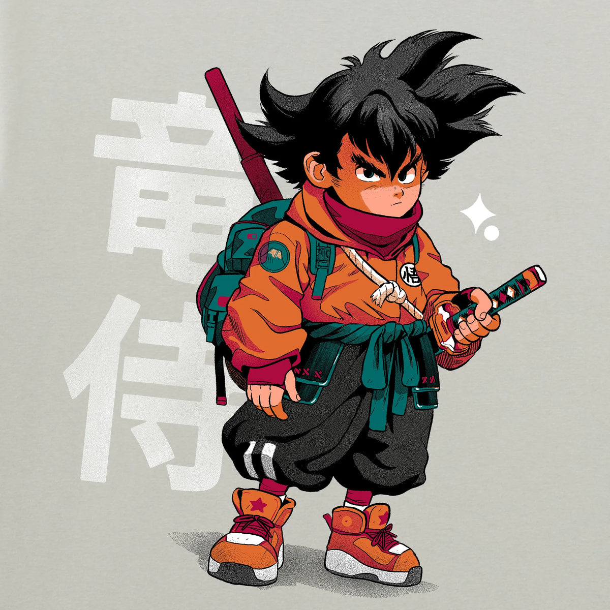 Camiseta manga corta Samurai Dragon gris pacífico