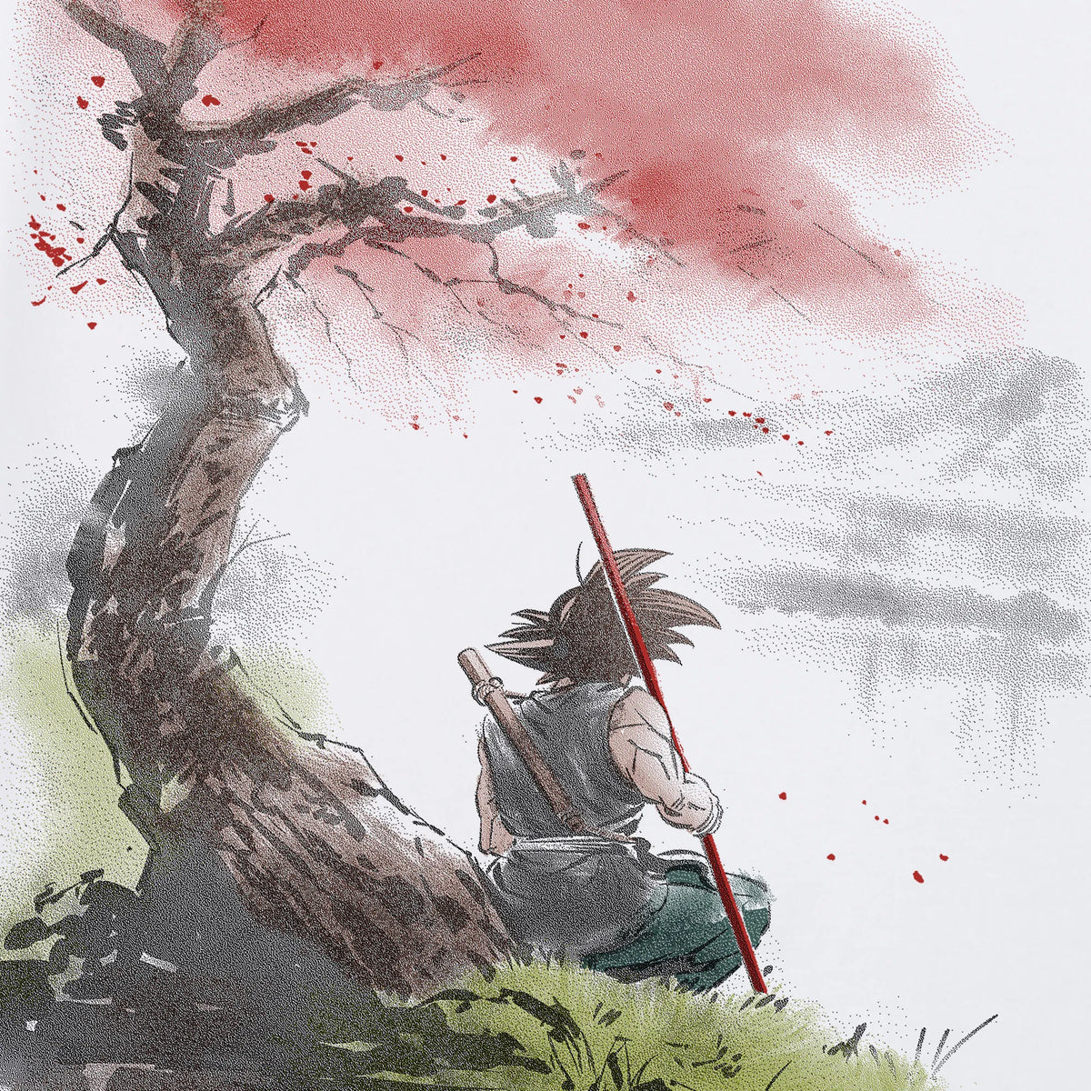 Camiseta manga corta Warrior Under The Tree blanco clásico