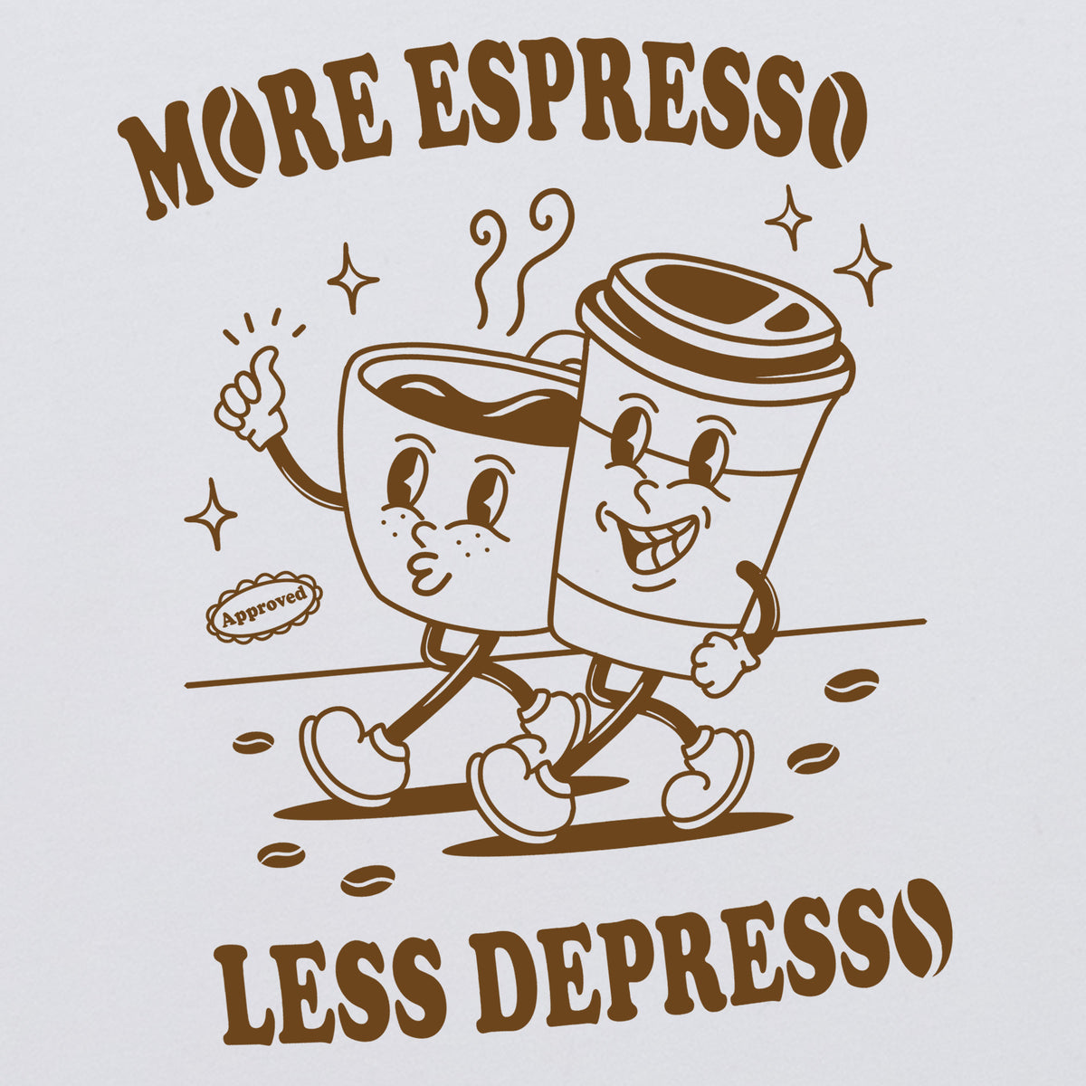 Camiseta manga corta More Espresso Less Depresso blanco clásico mujer