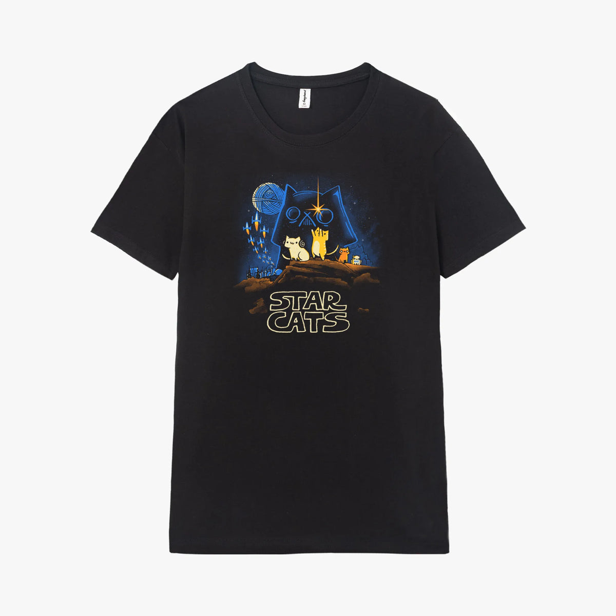 Camiseta manga corta Star Cats negro profundo