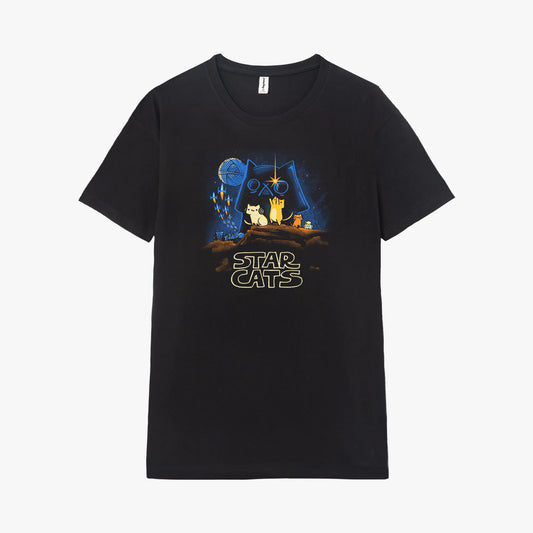 Camiseta manga corta Star Cats negro profundo