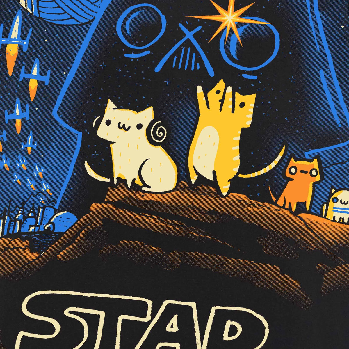 Camiseta manga corta Star Cats negro profundo