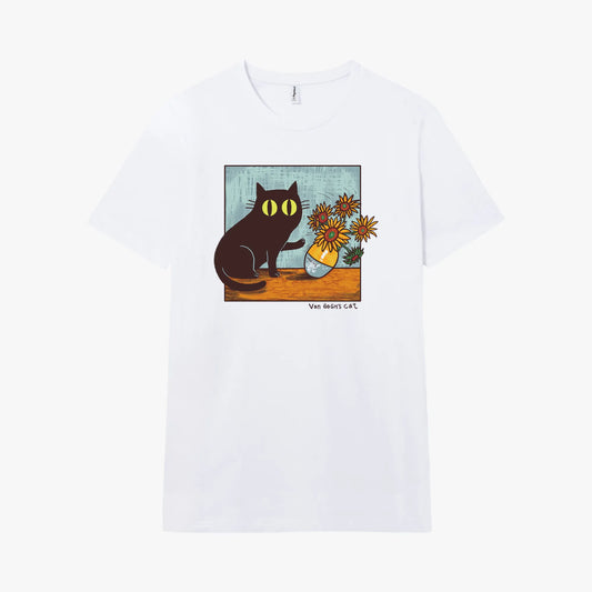 Camiseta manga corta Artistic Cat blanco clásico