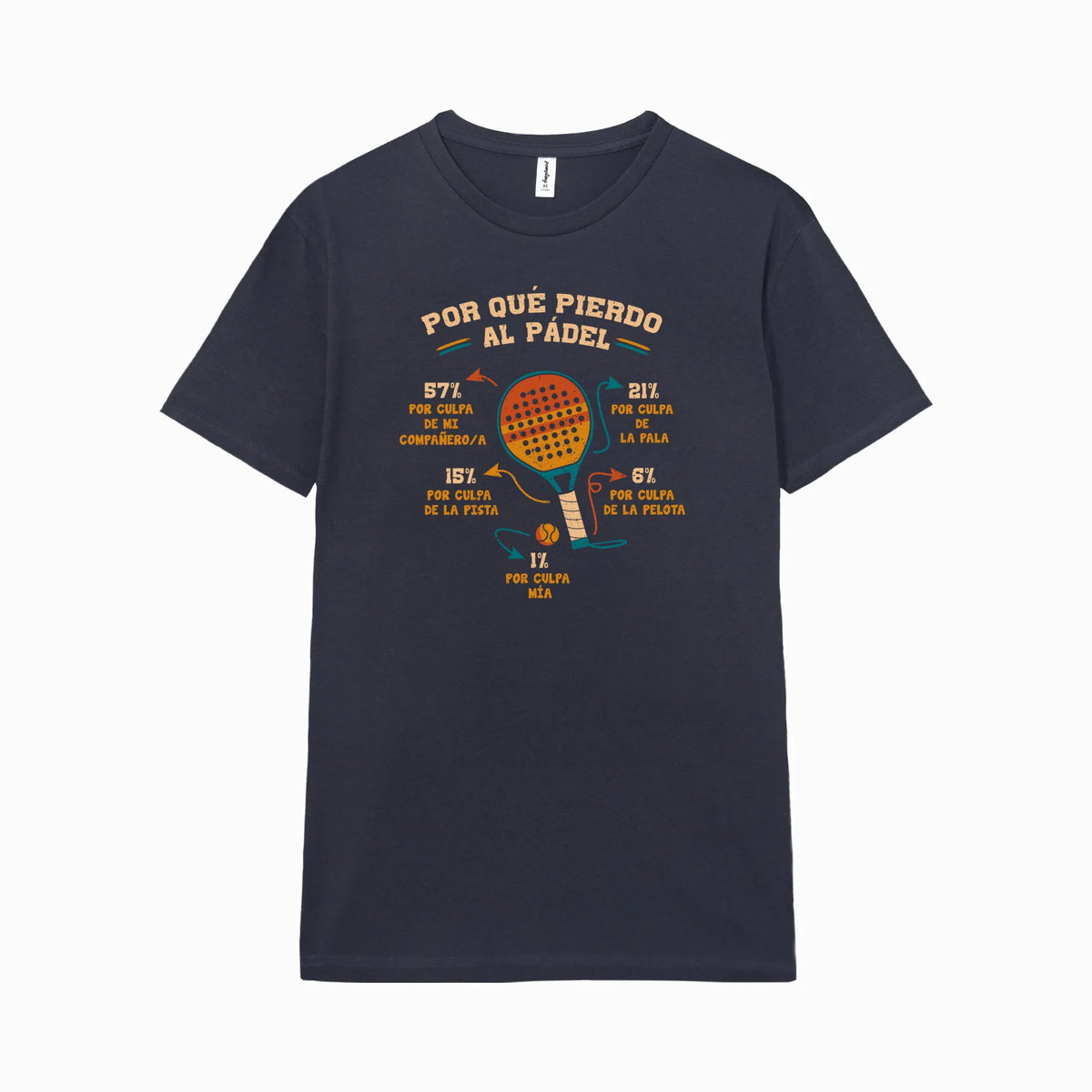 Camiseta manga corta Por Qué Pierdo Al Pádel azul marino