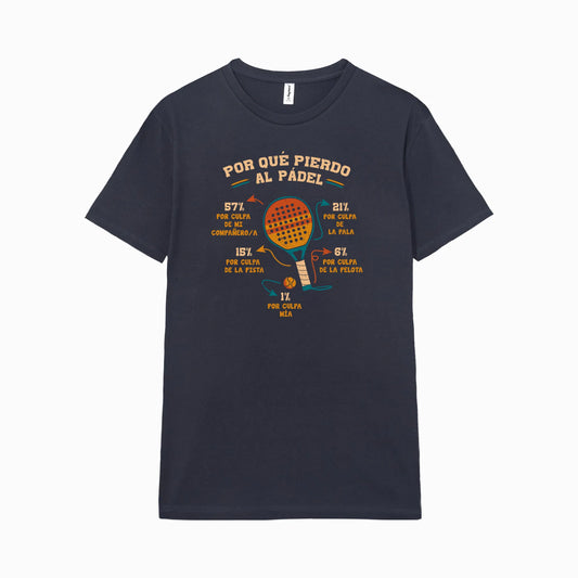 Camiseta manga corta Por Qué Pierdo Al Pádel azul marino