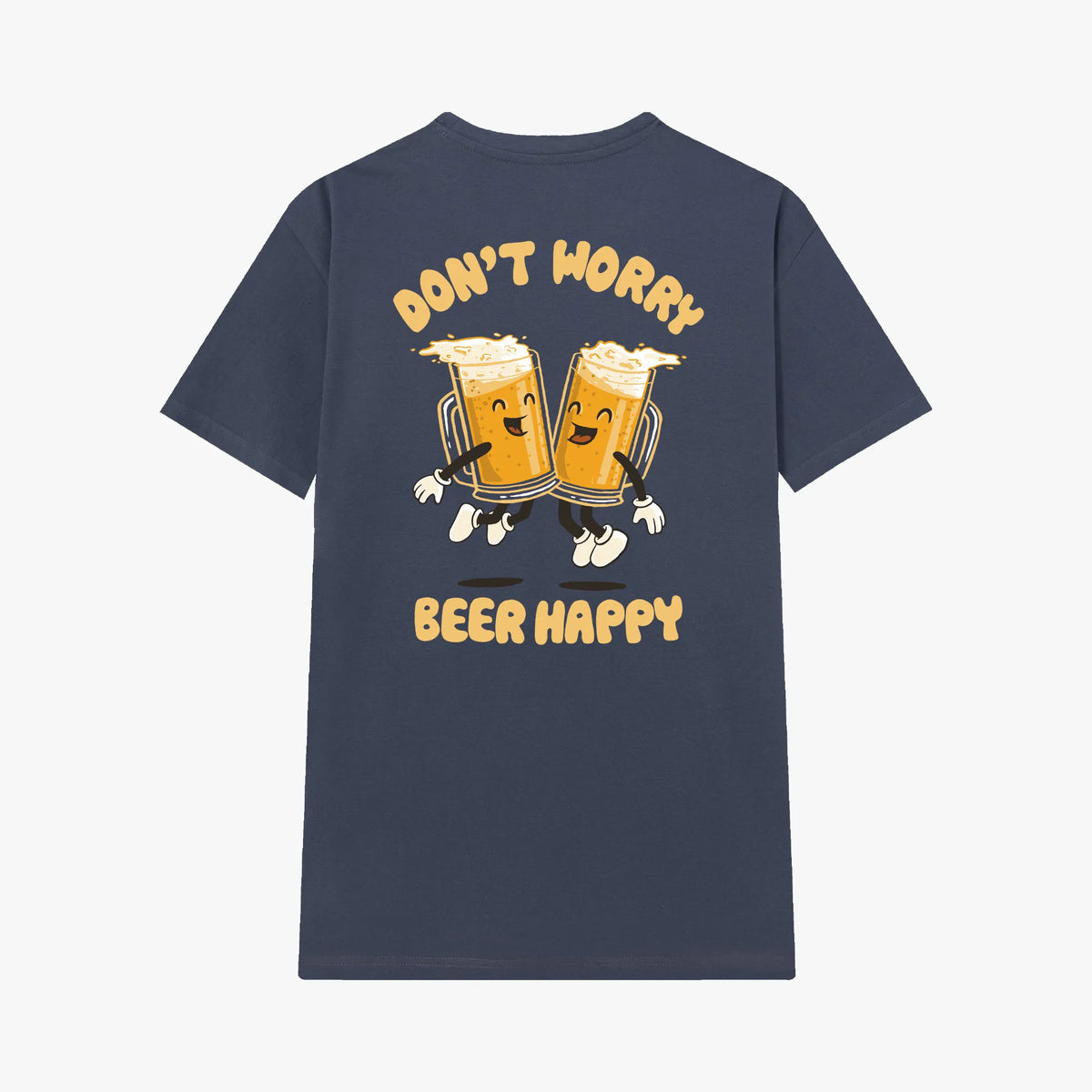 Camiseta manga corta Dont Worry Beer Happy azul vaquero