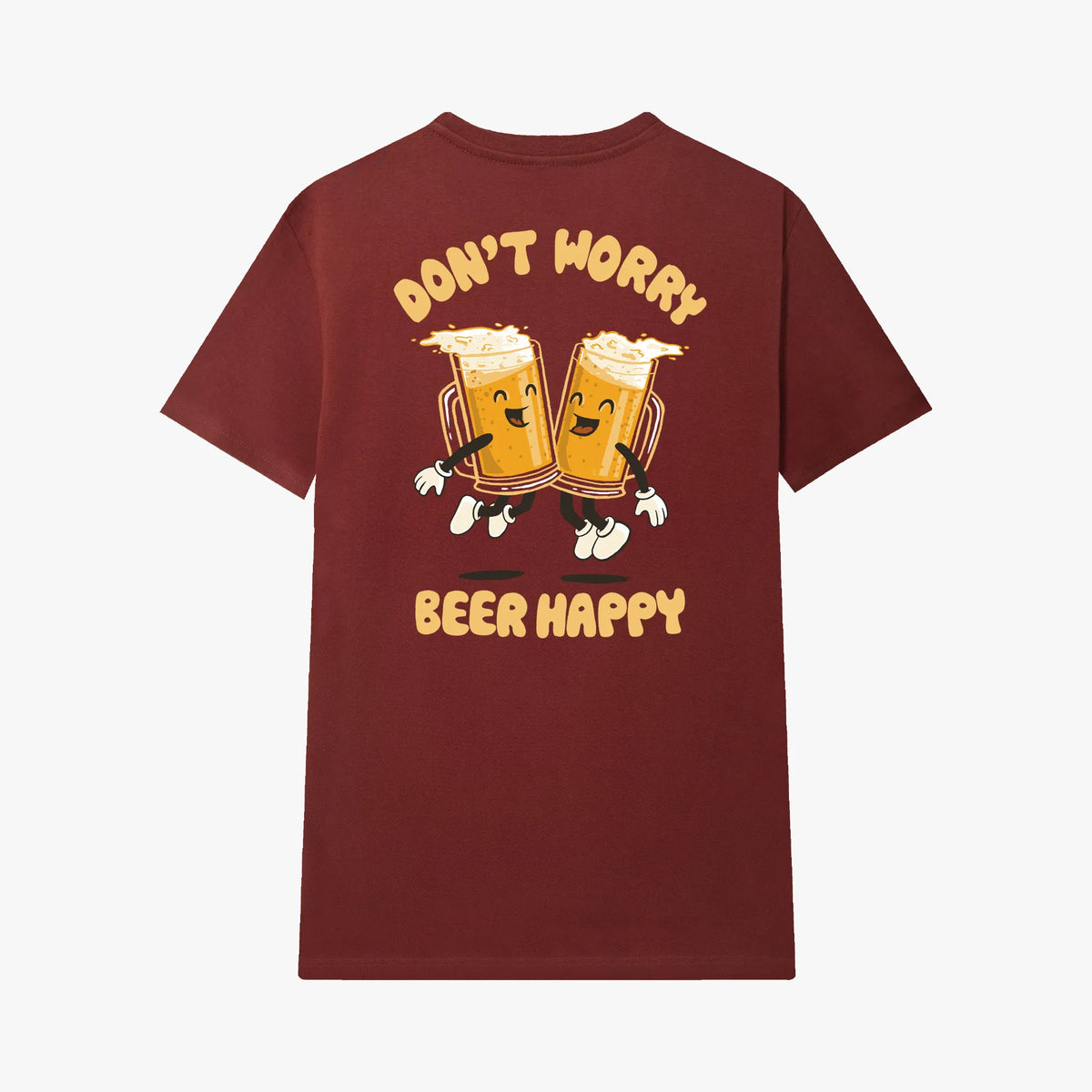 Camiseta manga corta Dont Worry Beer Happy rojo arándano