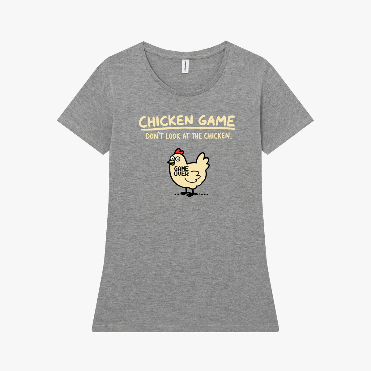 Camiseta manga corta Chicken Game gris mezcla mujer