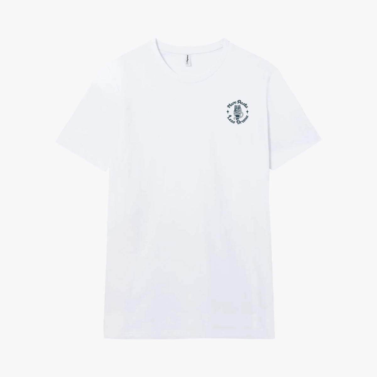 Camiseta manga corta More Pasta Less Drama blanco clásico