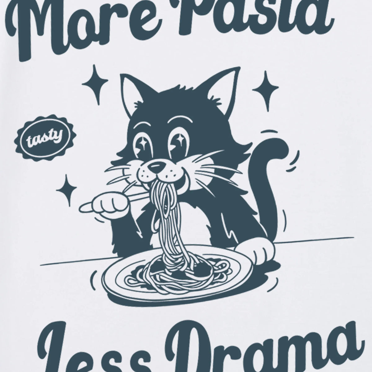 Camiseta manga corta More Pasta Less Drama blanco clásico