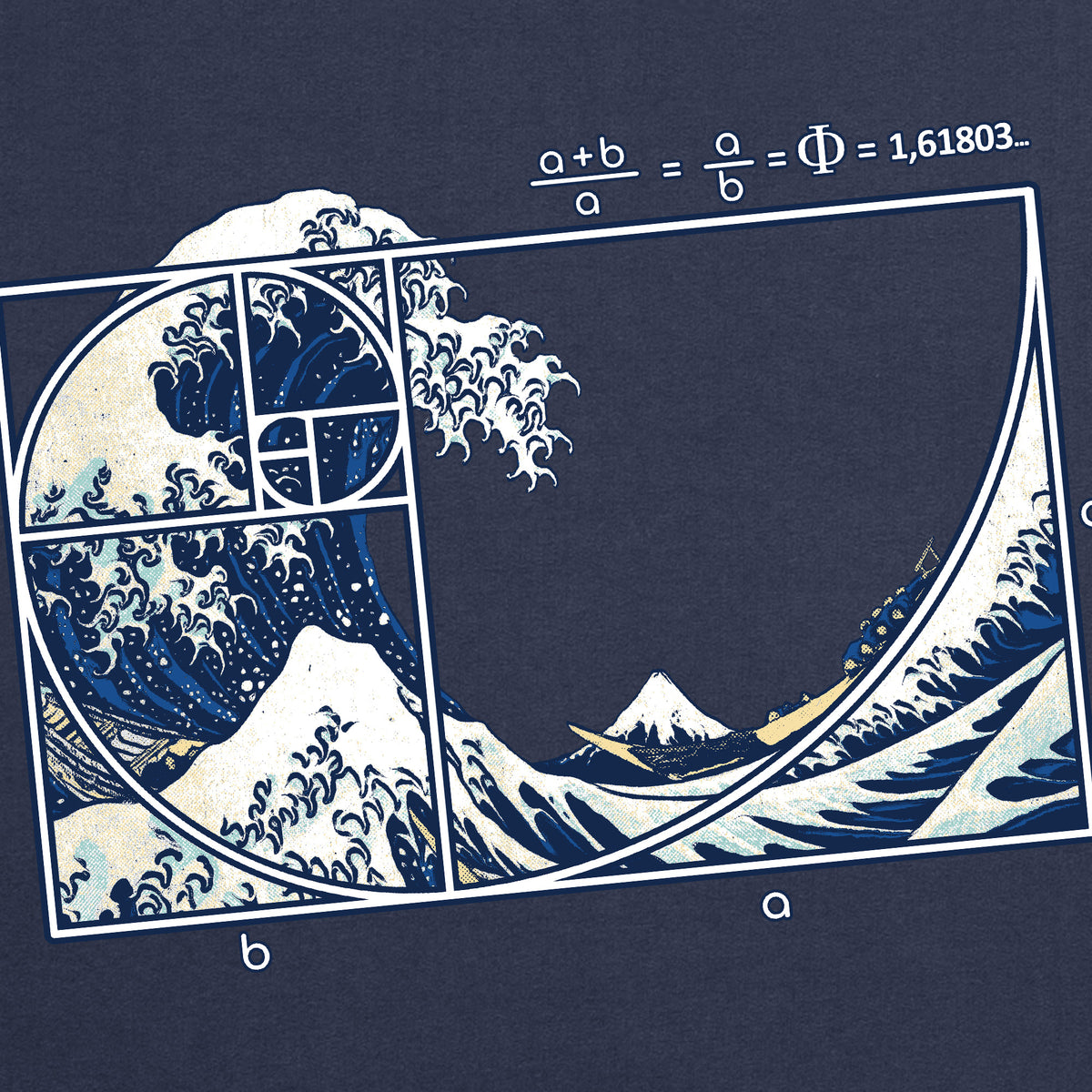 Sudadera con capucha The Great Fibonacci Wave azul marino