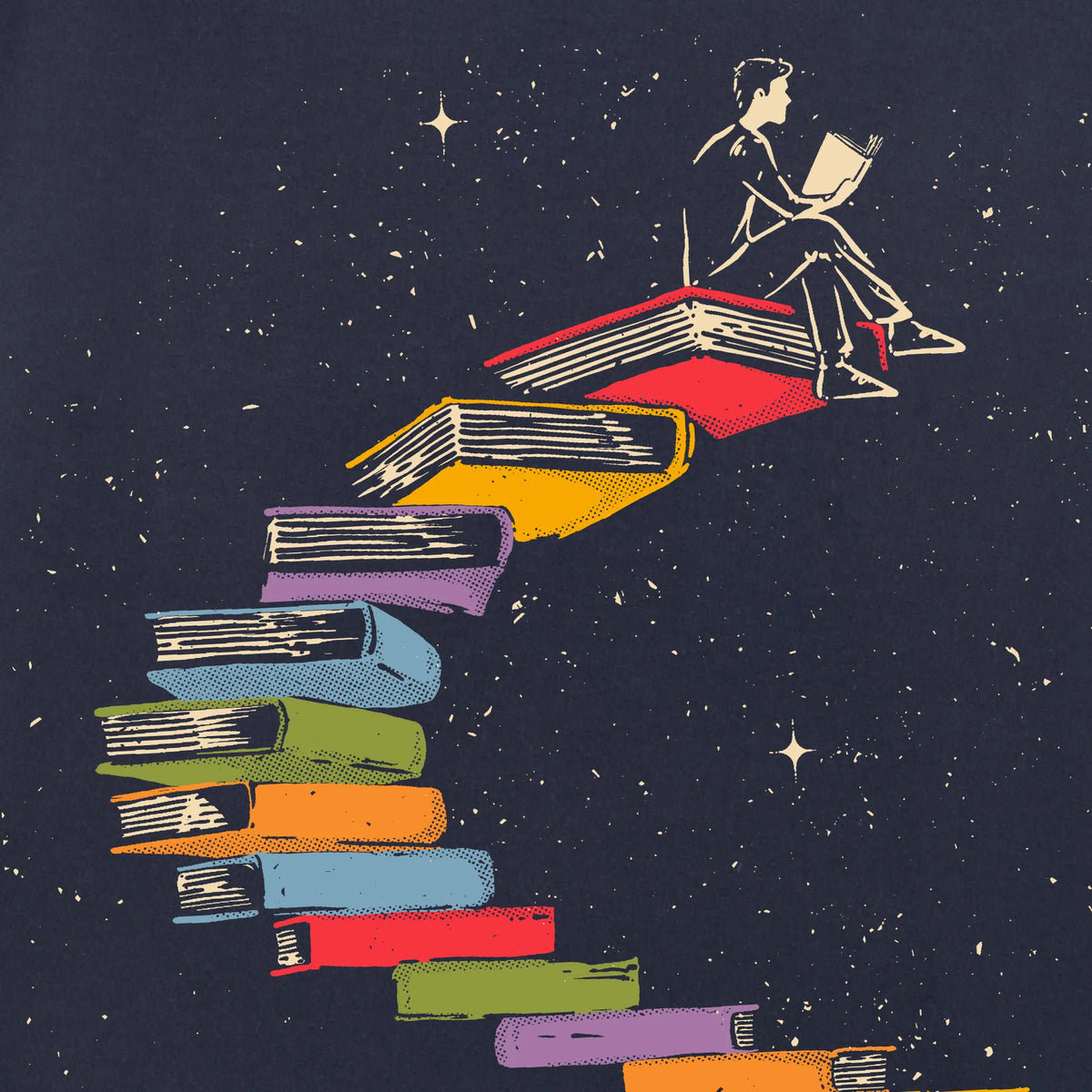 Camiseta manga corta Stairway To Knowledge azul marino