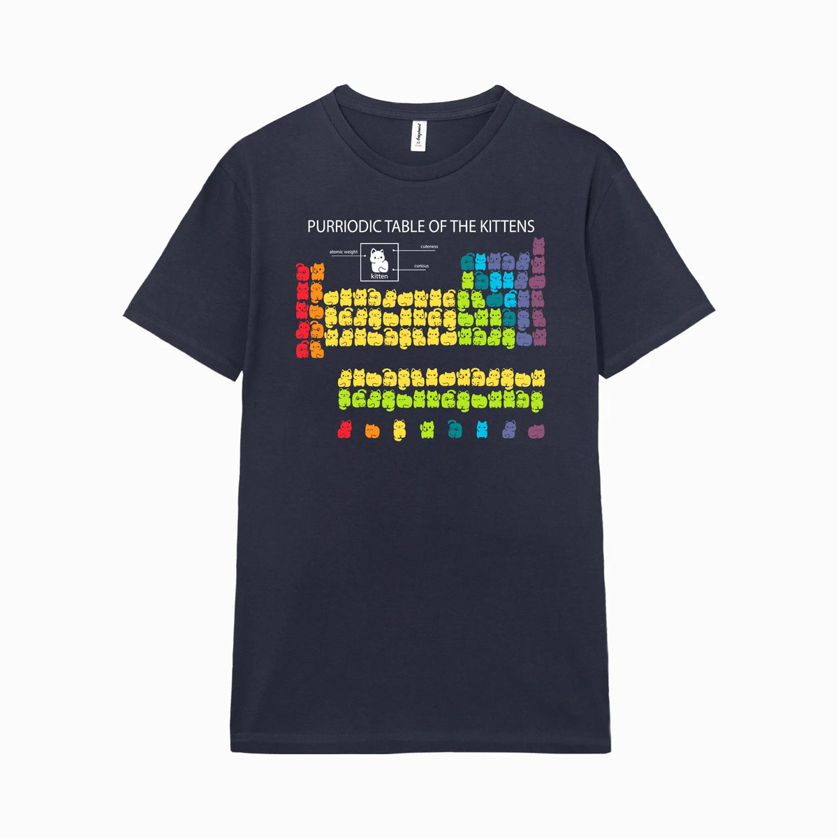 Camiseta manga corta Purriodic Table Of The Kittens azul marino