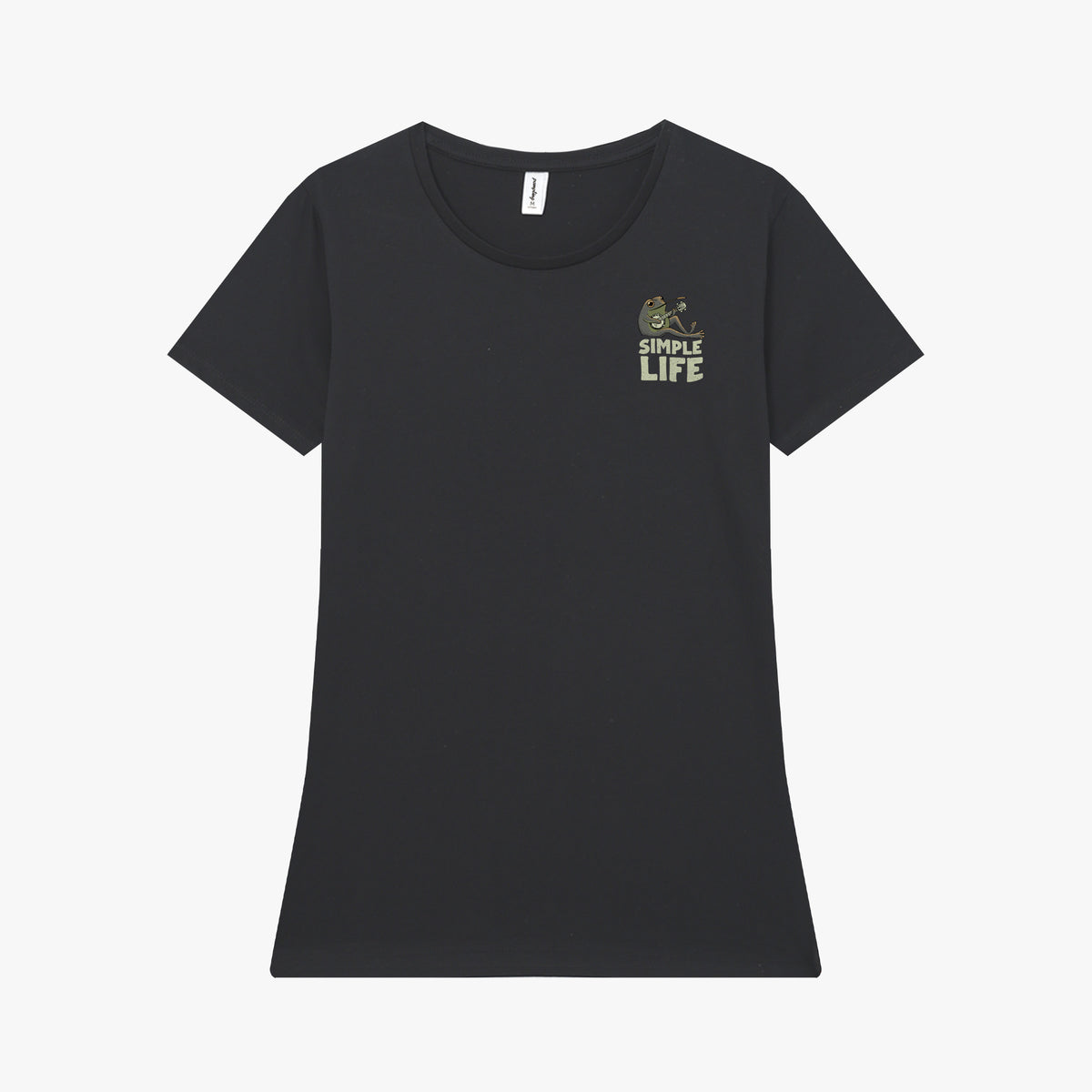 Camiseta manga corta Simple Life negro profundo mujer