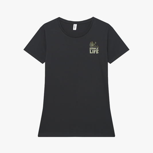 Camiseta manga corta Simple Life negro profundo mujer