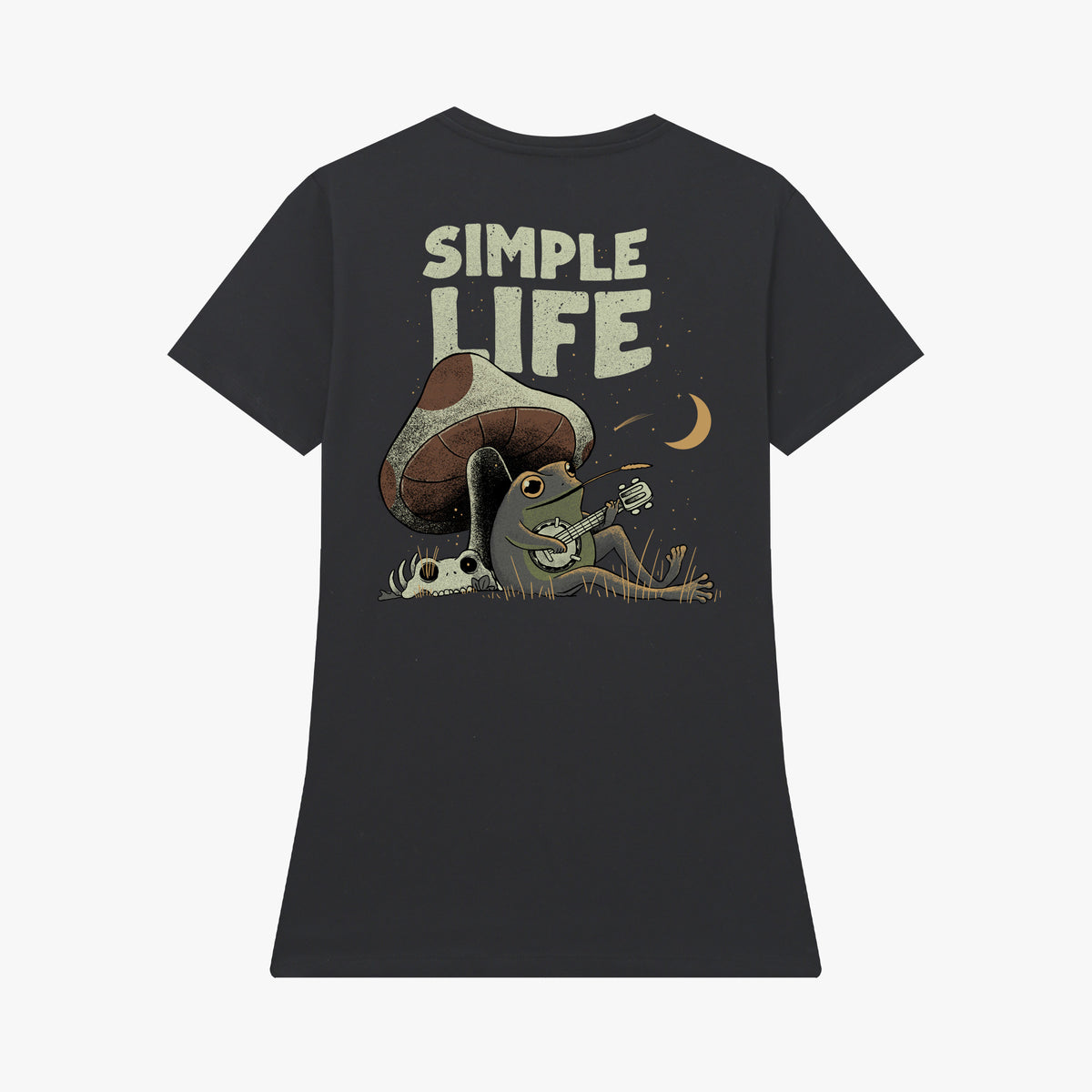 Camiseta manga corta Simple Life negro profundo mujer