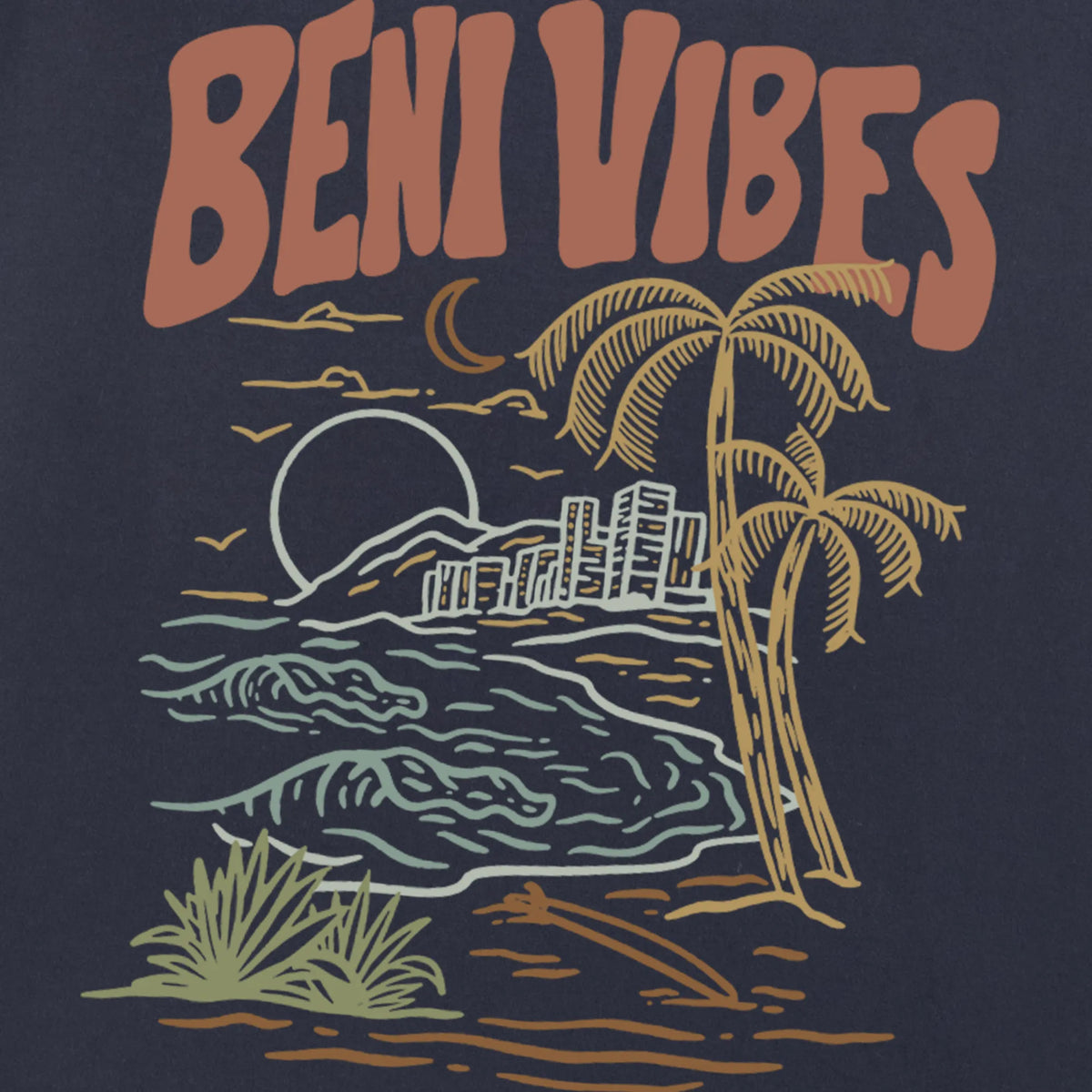 Camiseta manga corta Beni Vibes azul marino