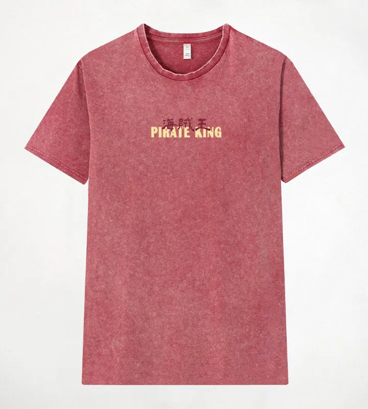 Camiseta manga corta Pirate King granate lavado ácido