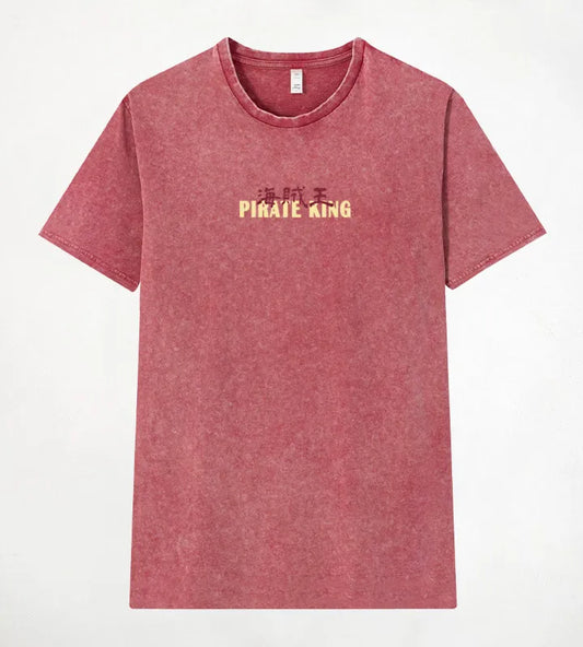 Camiseta manga corta Pirate King granate lavado ácido