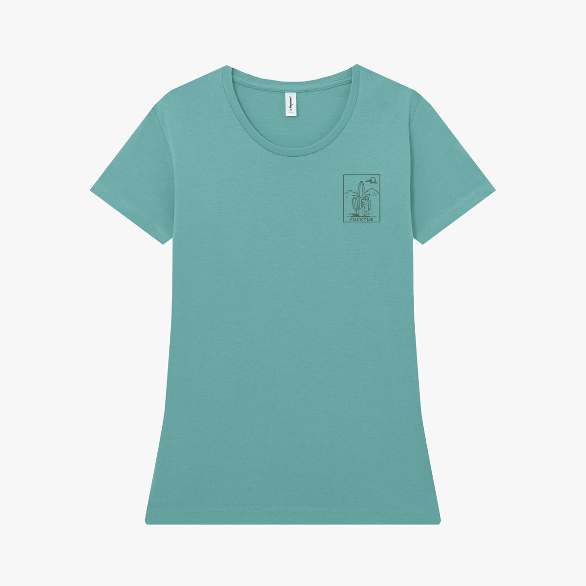 Camiseta manga corta Fucktus verde hoja mujer