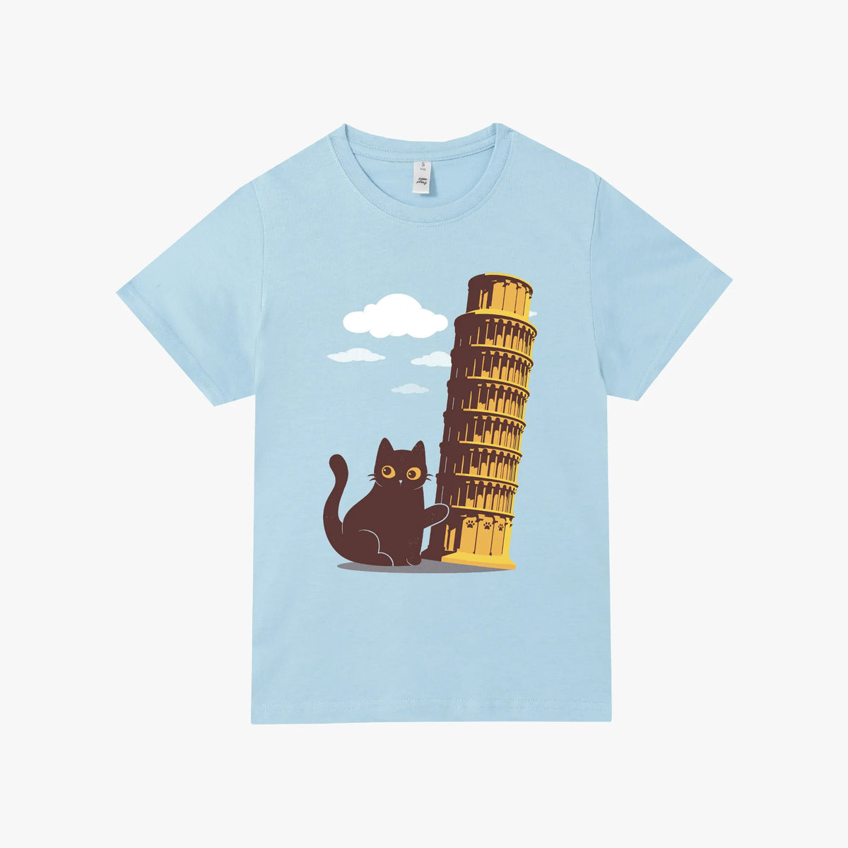 Camiseta manga corta Gatto Di Pisa azul celeste kids