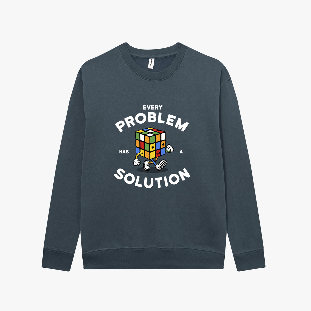 Sudadera sin capucha Every Problem Has A Solution gris estelar