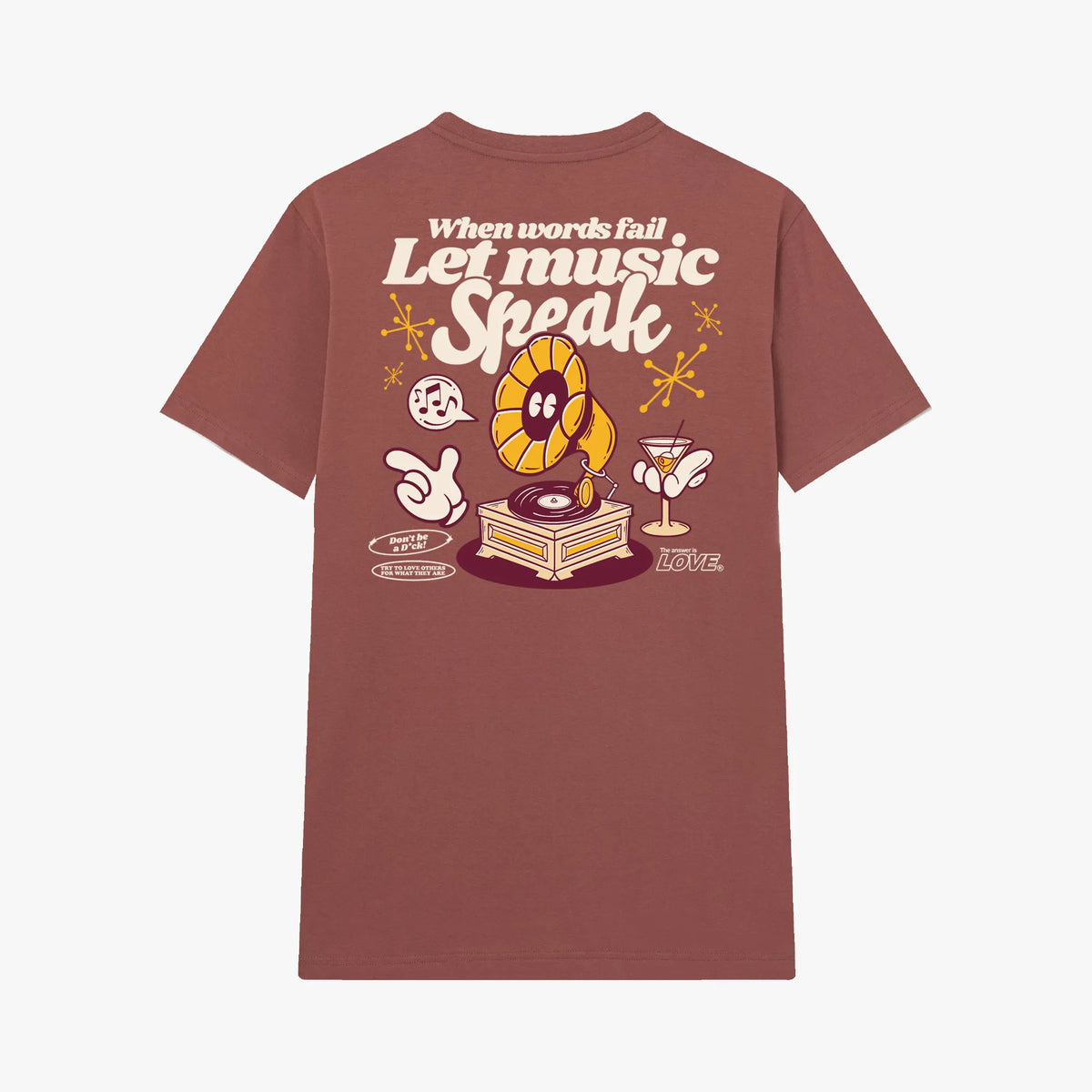 Camiseta manga corta Lets Music Speak rosa antiguo