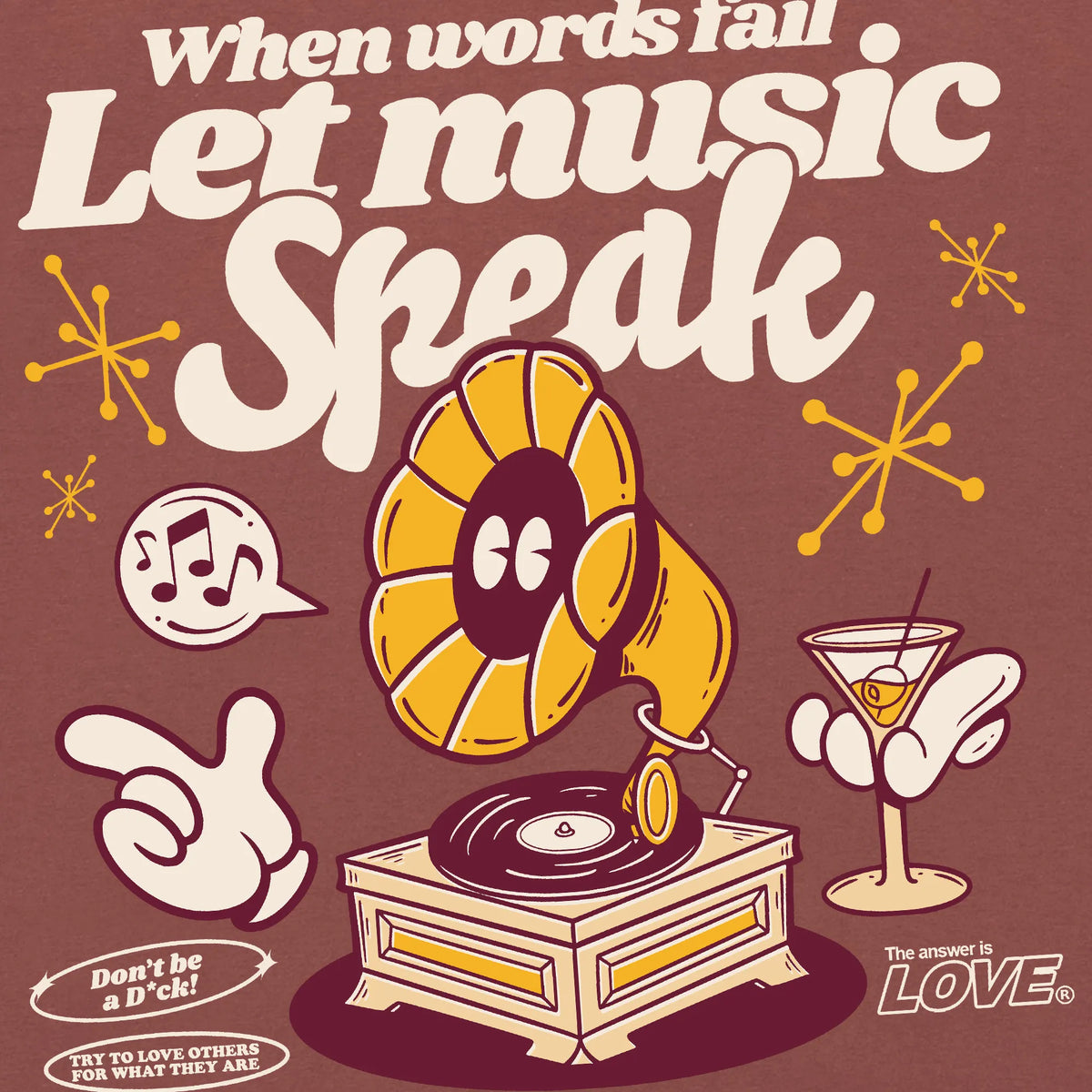 Camiseta manga corta Lets Music Speak rosa antiguo