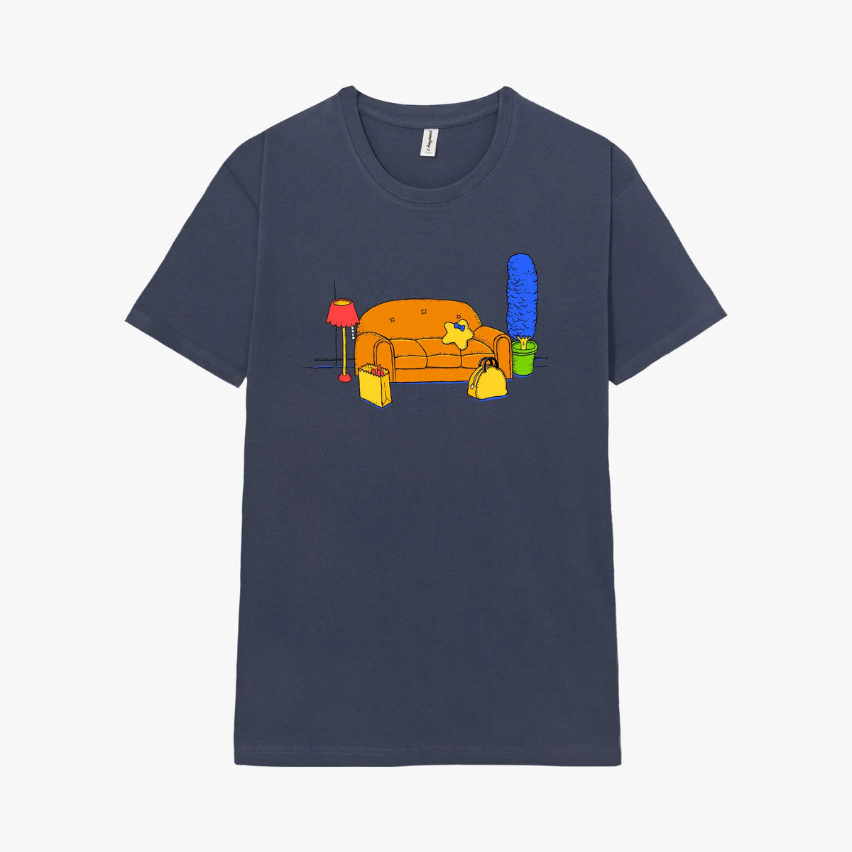 Camiseta manga corta Yellow Family Life azul vaquero