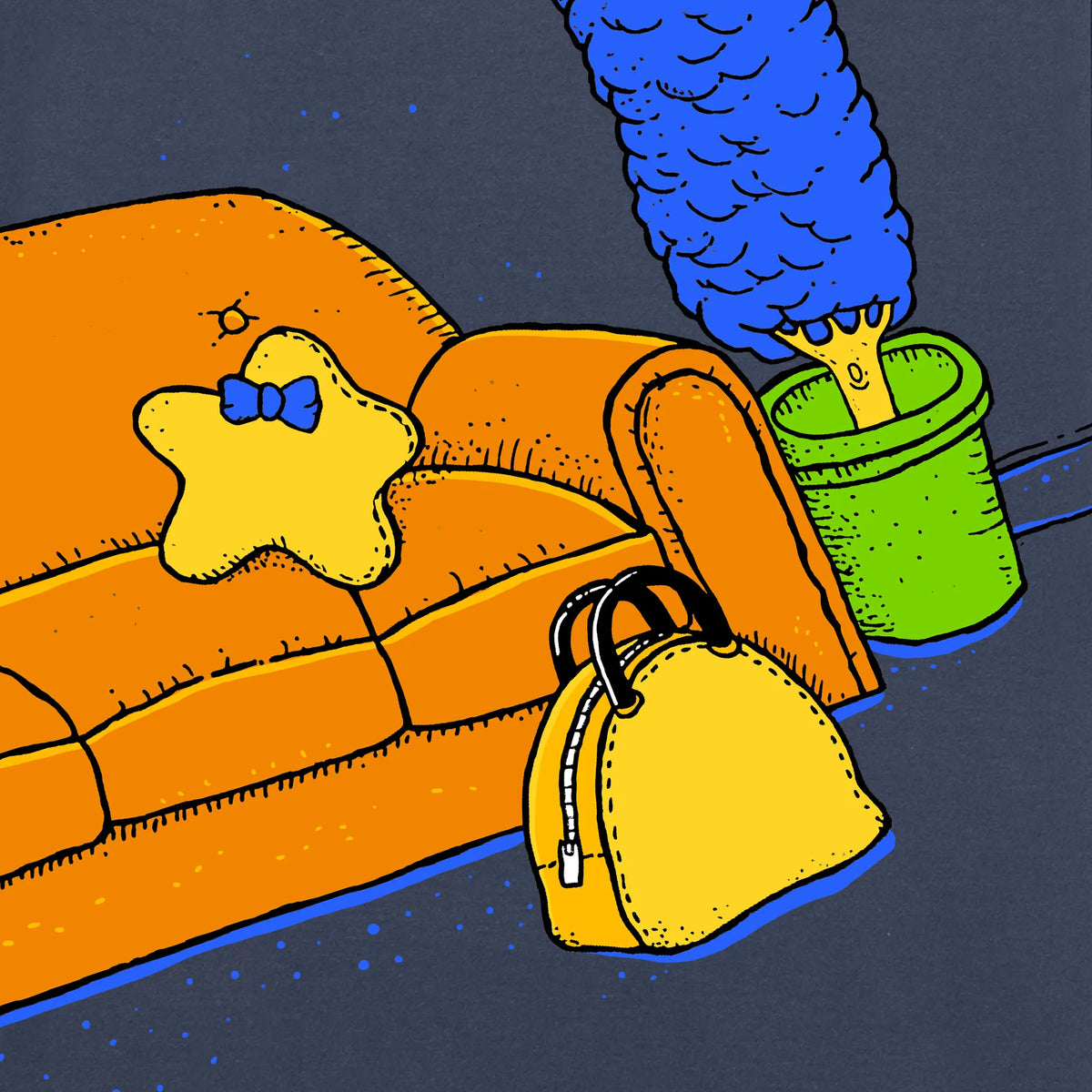 Camiseta manga corta Yellow Family Life azul vaquero