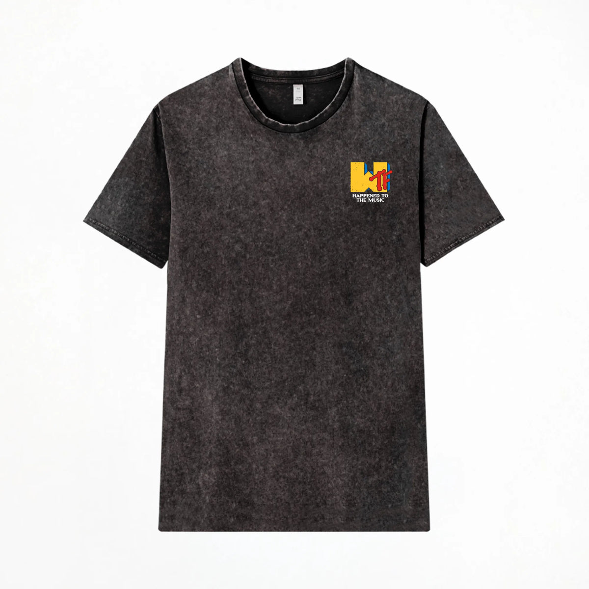 Camiseta manga corta Wtf Happened To The Music negro lavado