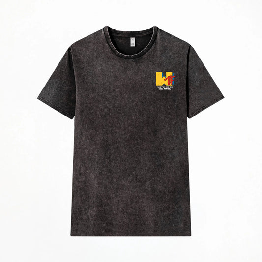 Camiseta manga corta Wtf Happened To The Music negro lavado