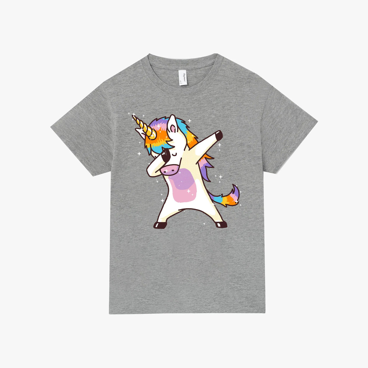 Camiseta manga corta Dabbing Unicorn gris mezcla kids