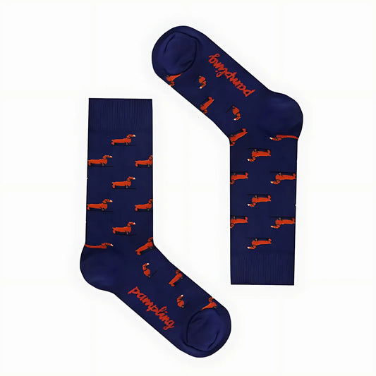 Calcetines largos Sausage Dog azul marino